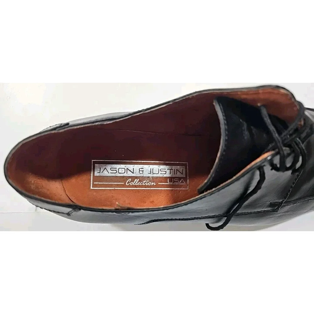 Jason & Justin Collection ~Men's Size 9.5~ Black Leather Dress Oxford Shoes.